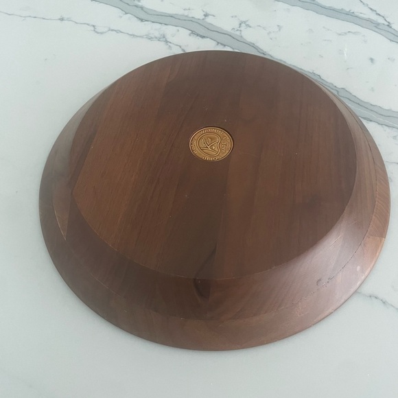 Vintage Kustom Kraft Solid Black Walnut Chip Vegetable Round Plate 12" - Picture 3 of 7